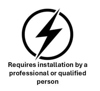 Warning icon: circle with lightning bolt and installation reminder text.