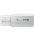 Side view of Pysrych 3/8 in NPT male x 3/8 in NPT female stainless steel check valve