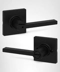 Front view of Casey Interior Privacy Door Lever With Lock For Bathroom And Bedroom Matte Black Reversible Turn Lock With Inside Release Tool