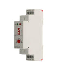 Pro Grade Adjustable Time Relay For Automation Panels With Delay From 0.1 Seconds To 10 Days Dual 230 Volt AC And 24 Volt DC Input 10 Amp Output LED Indicator Din Rail Mount Ready For Control Panels front view