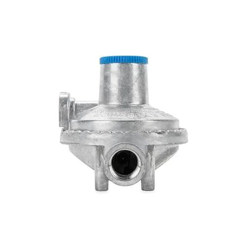 RV two-stage propane regulator with 1/4 NPT inlet, 3/8 NPT outlet for consistent gas flow, Camco-compatible for RV, camper, and trailer use.
