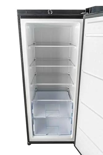 Open 10 Cu Ft Upright Convertible Fridge Freezer with Reversible Door, Removable Glass Shelves, Platinum Finish