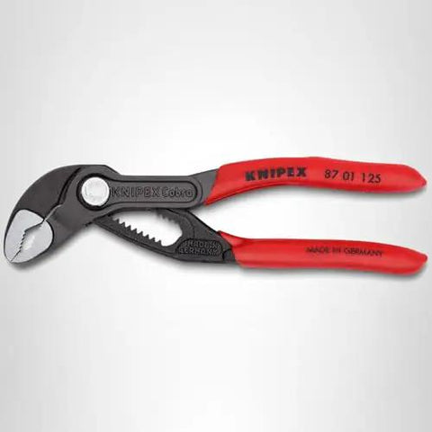 Cobra Water Pump Pliers, 5 Inch, Red, Adjustable Pliers With Self-Locking Teeth, 13 Positions, Side View