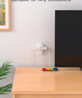 Major Flex Multi Plug Outlet Extender With Five Power Ports And Sleek White Housing For Cruises Dorms And Home Offices Low Key Essential Travel Adapter No Surge Protection Included For Everyday Carry mounted on a desk.