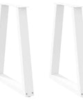 V Shaped Table Legs Set Of 2 White Powder Coated Steel Heavy Duty 72 To 73.3 Cm For Dining Tables And Desks With Leveling Feet