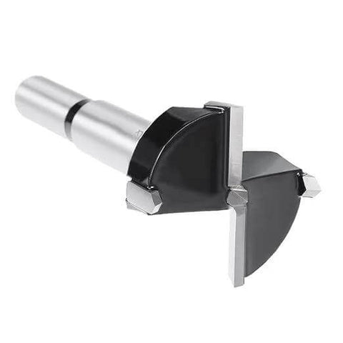 35mm tungsten carbide hinge boring drill bit for woodworking; metal shank with black housing