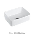 Square Vessel Sink - Bathroom Countertop Wash Basin, Above Counter Art Basin for Home, Bathroom Sink for Modern Decor, white ceramic sink, rectangular shape.