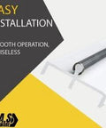 Close-up of One Quarter Inch Wide Sliding Glass Door Track Cover Six Feet Long Heavy Duty Stainless Steel Track Repair Shield shown