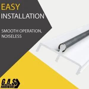 Close-up of One Quarter Inch Wide Sliding Glass Door Track Cover Six Feet Long Heavy Duty Stainless Steel Track Repair Shield shown