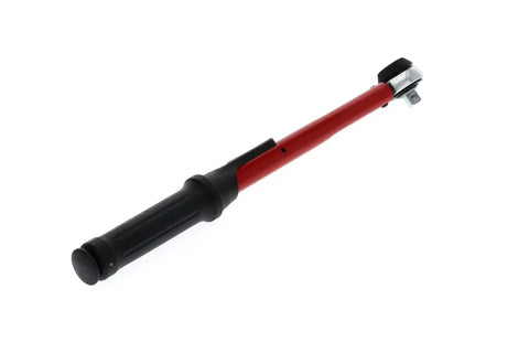 Red Torque Wrench Three Eighths Inch Drive Ten To Fifty Newton Meters Range 335 Millimeter Length shown on white background