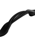 Front view of Flat Black Twist Cabinet Hardware Handle Pull 25 Pack with Three Inch Hole Centers and Four And One Half Inch Overall Length