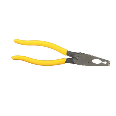 Conduit Locknut And Reaming Pliers For EMT And Rigid Conduit, Pro Grade Tool with yellow handles, side view