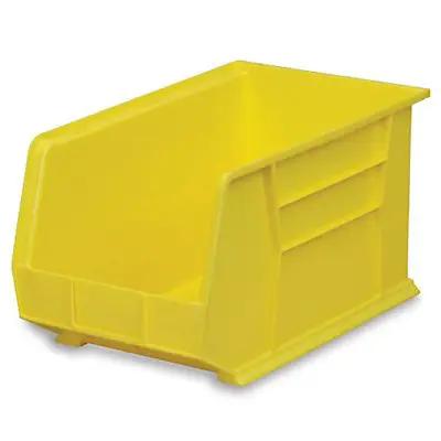 Heavy Duty Yellow Plastic Stackable Storage Bins 11X18X10 Inch Hang On Pegboard Garage Shop Organizers Reinforced Polypropylene Containers Pack Of Six Built Tough Workhorse For Hardware Nuts Bolts Tools And Fasteners