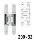 Adjustable 180 Degree Silent Concealed Hinge for Wooden Folding Doors With Invisible Cross Hinge, 200x32mm Silver Diagram