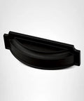 Matte Black Cabinet Handles Set Of 10 Notched Backplate Drawer Pulls 3 Inch or 3-3/4 Inch Durable Metal with Fade and Scratch Resistant Finish