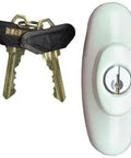 Left Hand Exterior Keyed Lock Assembly for Tribeca Gliding Door, White Finish With Keys, Compatible With 200 Series