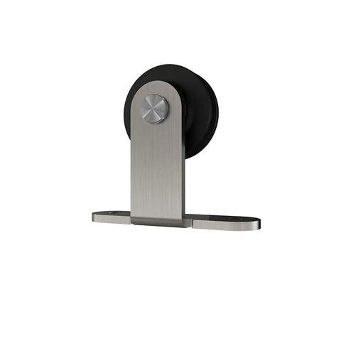 6 Ft Beefy Brushed Nickel Sliding Barn Door Hardware Kit With Quiet Hanger Rollers And Flat Track, Easy To Install, Heavy Duty 270 Lb Capacity, Fits 36 Inch Wide Doors, Smooth And Durable Barn Door Track System roller detail