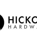 Hickory Hardware logo in black and white with a branch design in a circle on the left side