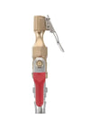 Straight Up Slick Lock On Tire Inflator Chuck Quick Release Valve showing metal fitting and red nozzle for hassle-free inflation.