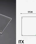 ITX Open Air PC Case Bracket Acrylic DIY Bare Frame For ITX Motherboard Transparent, size 170x170x4mm, side view