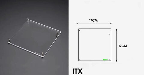 ITX Open Air PC Case Bracket Acrylic DIY Bare Frame For ITX Motherboard Transparent, size 170x170x4mm, side view