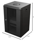 9U 10 Inch Network Server Rack Cabinet 11.8 Inch Deep Wall Mount Tempered Glass Door Black With Preassembled Setup