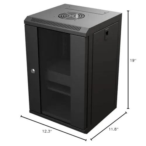 9U 10 Inch Network Server Rack Cabinet 11.8 Inch Deep Wall Mount Tempered Glass Door Black With Preassembled Setup
