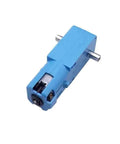 Metal TT gear motors for robotics projects, blue casing, dual-axis connection, ideal for DIY and educational robot building kits.