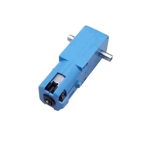 Metal TT gear motors for robotics projects, blue casing, dual-axis connection, ideal for DIY and educational robot building kits.