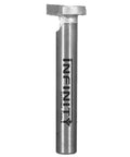 Floating Lettering Bit For Wood Router With One Half Inch Cutting Diameter And One Eighth Inch Cutting Height, One Quarter Inch Shank, Carbide Tip, Heavy Duty, For Handheld Or Table Mounted Router, CNC Machined Steel Body image showing the bit in vertical position