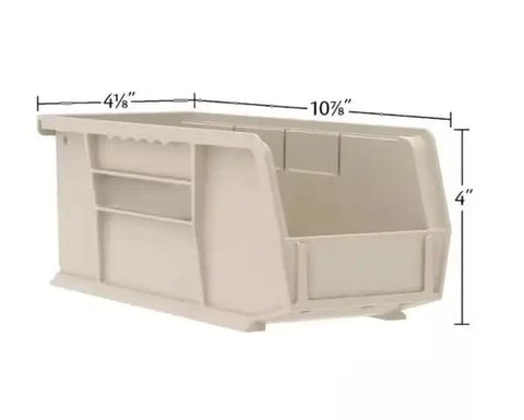 Tough As Nails Stackable Plastic Storage Bins In Rustic Stone Shades Set Of Twelve For No Fluff Workshop Sorting And Garage Clutter That Frees Up Prime Workbench Real Estate