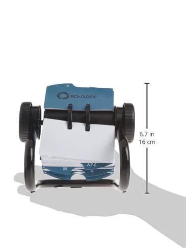Rolodex open metal single rotary file, 2 1/4" x 4", 500-card capacity, black.