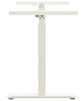 Slick Hand Crank Standing Desk Frame With Smooth Height Adjustment Setup, white carbon steel frame front view.