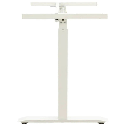 Slick Hand Crank Standing Desk Frame With Smooth Height Adjustment Setup, white carbon steel frame front view.