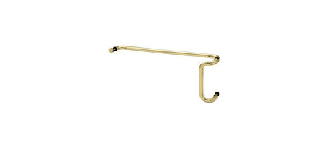 Brass 12 Inch By 33 Inch Back-To-Back Offset Push And Pull Glass Door Handle Set For Glass Mounted Installations With 1 Inch Tubing Works With Glass From Three Eighths To Three Quarters Inch Thick, brass glass door handle