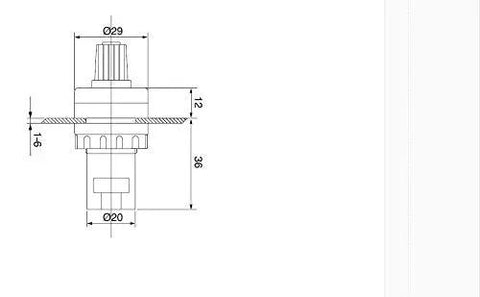 Technical drawing of 22mm Rotary Potentiometer LA42DWQ-22 10K Ohm B10K for Inverter and Variable Speed Drive Controllers with dimensions