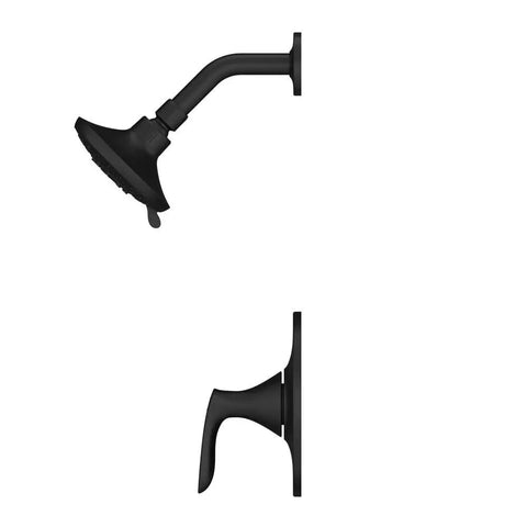 Matte Black Single Handle Shower Faucet Set With Five Spray Modes Multi Function Shower Head WaterSense Certified Bath Trim Kit LG897WRB Includes Shower Head And Valve Handle Three Hole Installation