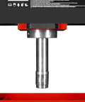 Close-up of the hydraulic ram on the Beefy 30 Ton H Frame Air Hydraulic Shop Press With Hand Winch And Pin Kit Fully Welded Steel Frame