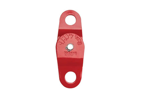 Heavy Duty Snatch Block Without Hook For ATV Winches That Doubles Your Pull Power Fits Three Sixteenth Inch Cables Works With All ATV Winches Semi Permanent Mount Angled Pulls Cut Heat Build Up And Amp Draw red zinc-plated steel pulley