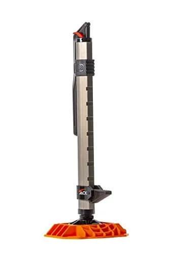 Side view of Beefy Heavy Duty Jack Base For Off Road Jacks, 15,400 Lb Load Capacity with high visibility orange and non-slip textured bottom