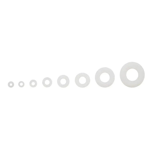 500 Piece Nylon Flat Washer Set M2 To M10 White Assortment Kit For DIY Projects Electronics And Mechanical Work Dielectric Safe Spacers Durable Plastic Washers, white nylon washers in M2 to M10 sizes