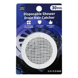 Heavy Duty Disposable Shower Drain Hair Catcher With Extra Tacky Waterproof Mesh To Completely Block Clogged Drains In Bathtubs Showers And Sinks Easy Peasy Peel Down Cover That Keeps Things Running Smooth, pack of 30, 3.5 x 3.5 inch