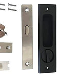 Privacy Pocket Door Lock With Key Hidden Barn Door Latch For Wooden Doors Matte Black Interior Privacy Hardware Invisible Pocket Door Lock Handle Zinc Alloy Construction With Corrosion Resistant Finish Built Tough Easy Install One Pack, showing lock components and keys