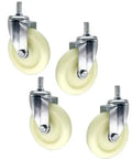 Heavy Duty M14 Swivel Casters With Slam Lock Brakes Pack Of 4 Built Like A Tank 4 Inch Nylon Wheels in a set with chrome brackets.