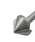 Chamfering drill bit, 35mm diameter, HSS, straight shank, 90° chamfer tip — close-up view