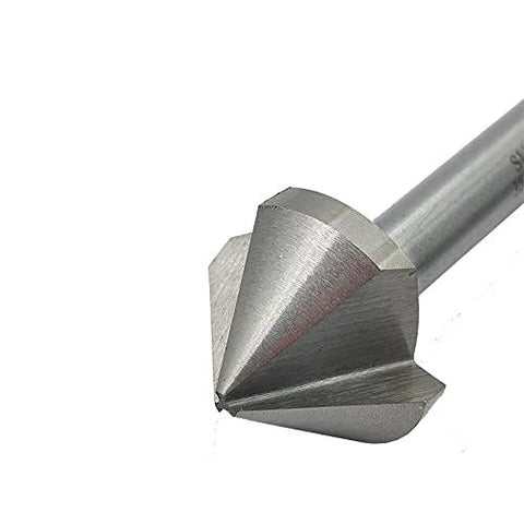 Chamfering drill bit, 35mm diameter, HSS, straight shank, 90° chamfer tip — close-up view