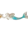 Mermaid resin drawer pull with white finish and turquoise rustic detailing for nautical home decor, 1.25 in long, 5.38 in wide.