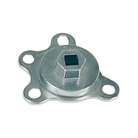Crankshaft Turning Tool With Balancer Mounted Half Inch Drive Stainless Steel Natural Finish Chevy And Ford V8 Engine Maintenance Tool