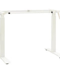 Slick Hand Crank Standing Desk Frame With Smooth Height Adjustment Setup, White carbon steel sit stand base.