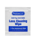 PhysiciansCare lens cleaning wipe packet for eyeglasses; anti-fog, anti-static, 1 pre-moistened wipe (5 x 8 in)